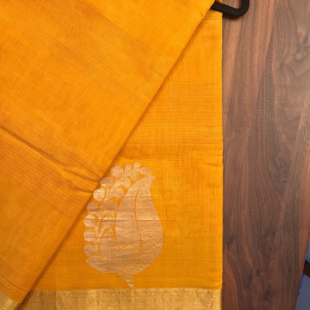 Saree with blouse.